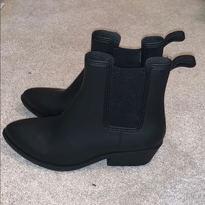 Black Booties with Elastic material accent